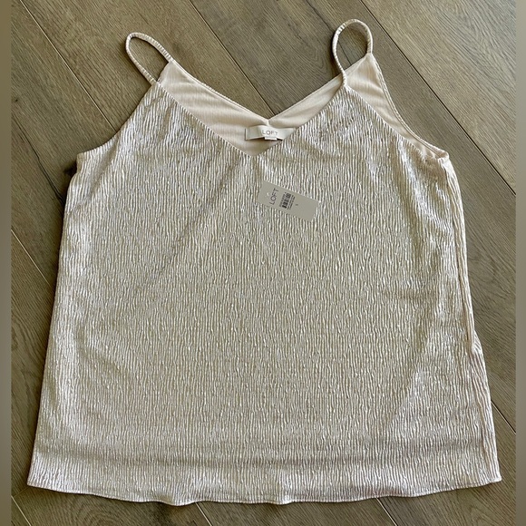 ANN TAYLOR LOFT Metallic Shine Womens tank top SIZE XS - NWT Pink Buff Color - Picture 5 of 14